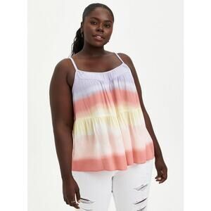 Torrid Gauze Tiered Cami Tie Dye Women's Tank Top 4 4X Beachy Summer Colorful